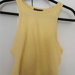 Zara Yellow Women's Cropped Tank Top